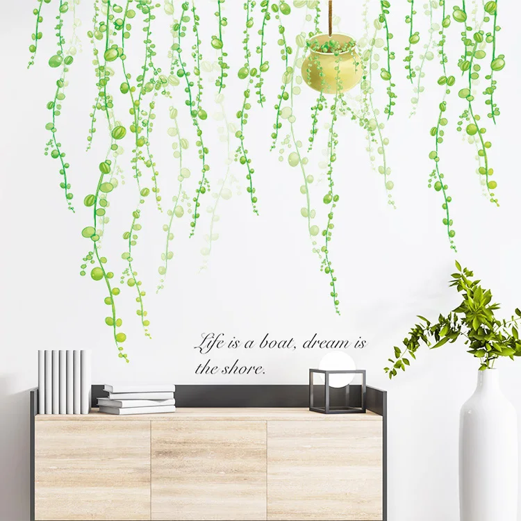 Tropische Grünpflanzen-Wandaufkleber Wohnzimmer Schlafzimmer Hintergrund-Dekoration Wandbild Große Heimdekoration Selbstklebende Tapete – Detail 4