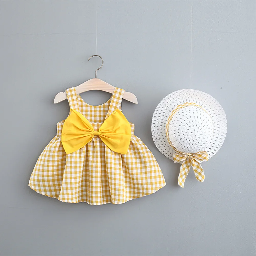 Robe de princesse en coton imprimé à pois et chapeau de soleil pour bébé fille, ensemble de vêtements pour nouveau-né de 0 à 3 ans, tenue d'été, 2 pièces, 2025