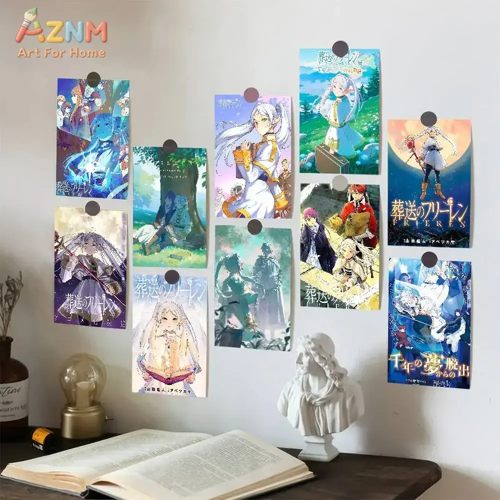 AZNM Frieren Beyond Journey's End Anime Canvas Wall Art, Elf Mage Print, Aesthetic Otaku Room Decor