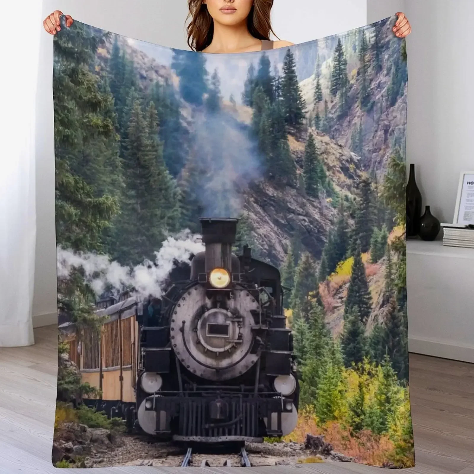 

Steam Train in Colorado Throw Blanket for sofa bed plaid Cute Plaid Weighted Blankets