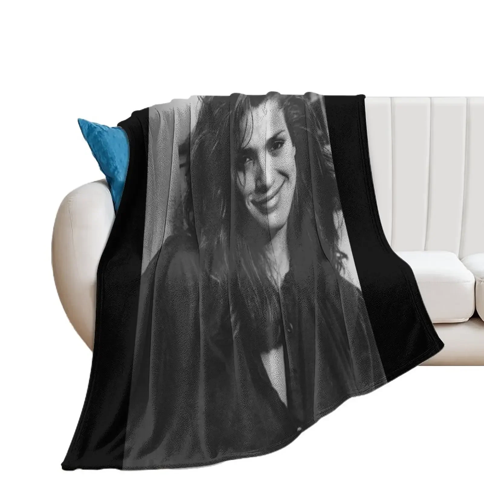 Gia Carangi Smiling Contentedly Throw Blanket halloween Luxury Designer Soft Furrys Blankets