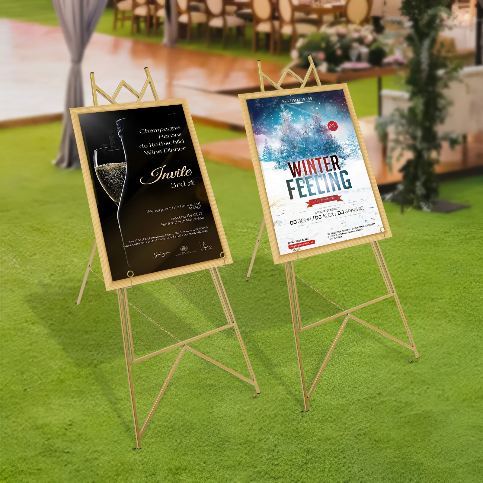 2pcs Steel Adjustable Portable Wedding Easel Stand Poster Board Display Large Decorations Kit Poster Easel