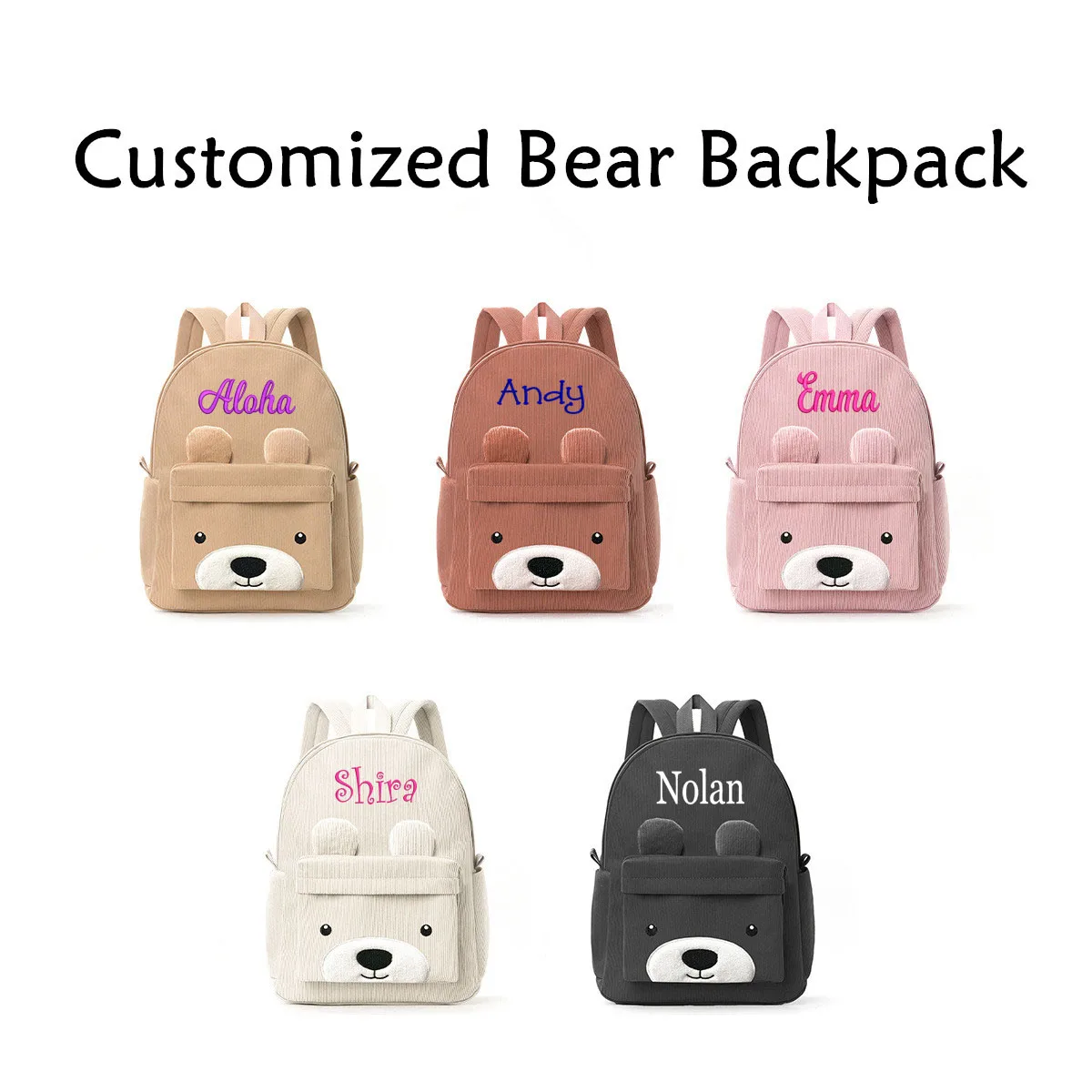 

Индивидуальный рюкзак с плюшевым мишкой для детей, персонализированная сумка с именем, сумка с вышивкой на заказ, уникальный подарок ребенку, обратно в школу