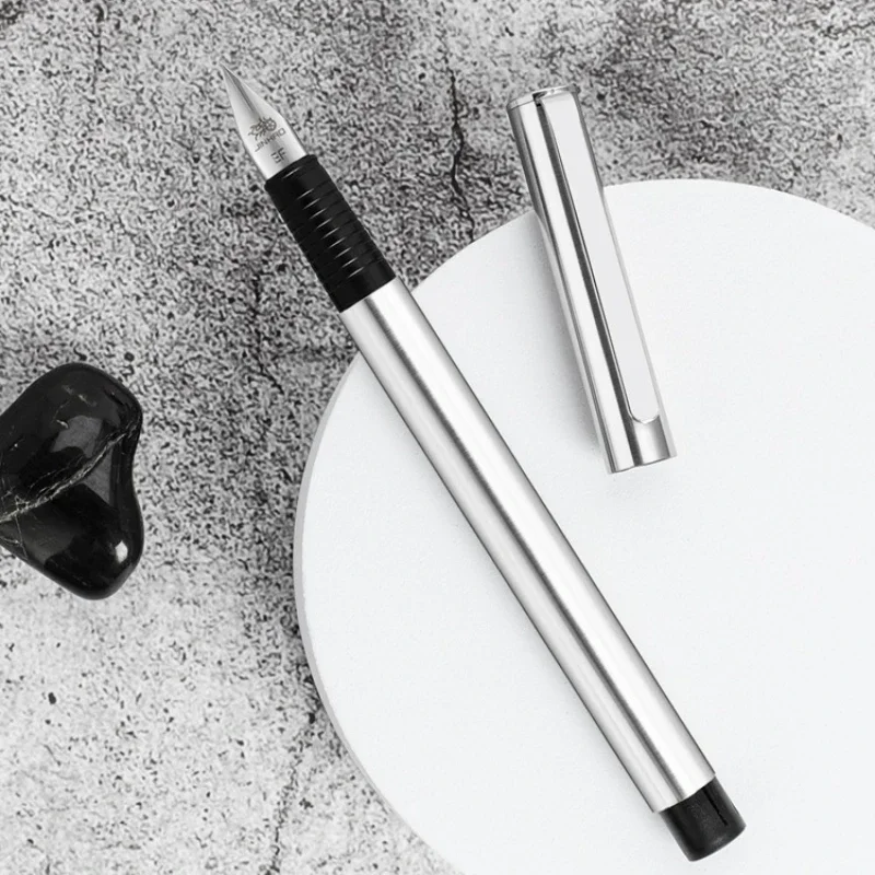 Pióro wieczne Jinhao 65 czarno-srebrne kolory EF F stalówka 0,30 mm luksusowe eleganckie pióro biuro biznesowe uczeń szkolne artykuły papiernicze — zdjęcie 4