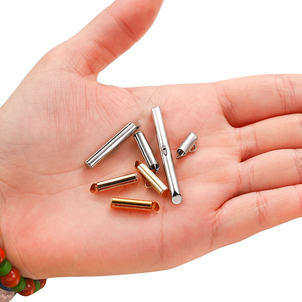 Criajend-Embouts coulissants pour perles, tubes de boucles de fermoir coulissant, connecteurs de bijoux à bricoler soi-même, accessoires exécutifs, 30-50 pièces