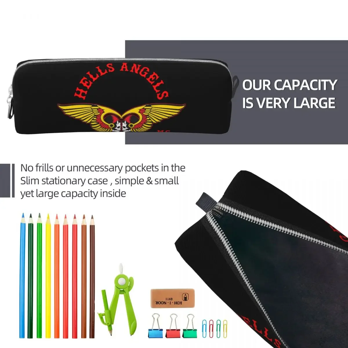 Lovely Hells Angels 2 astuccio portapenne portapenne per bambini borsa portaoggetti grande cancelleria per regali per ufficio