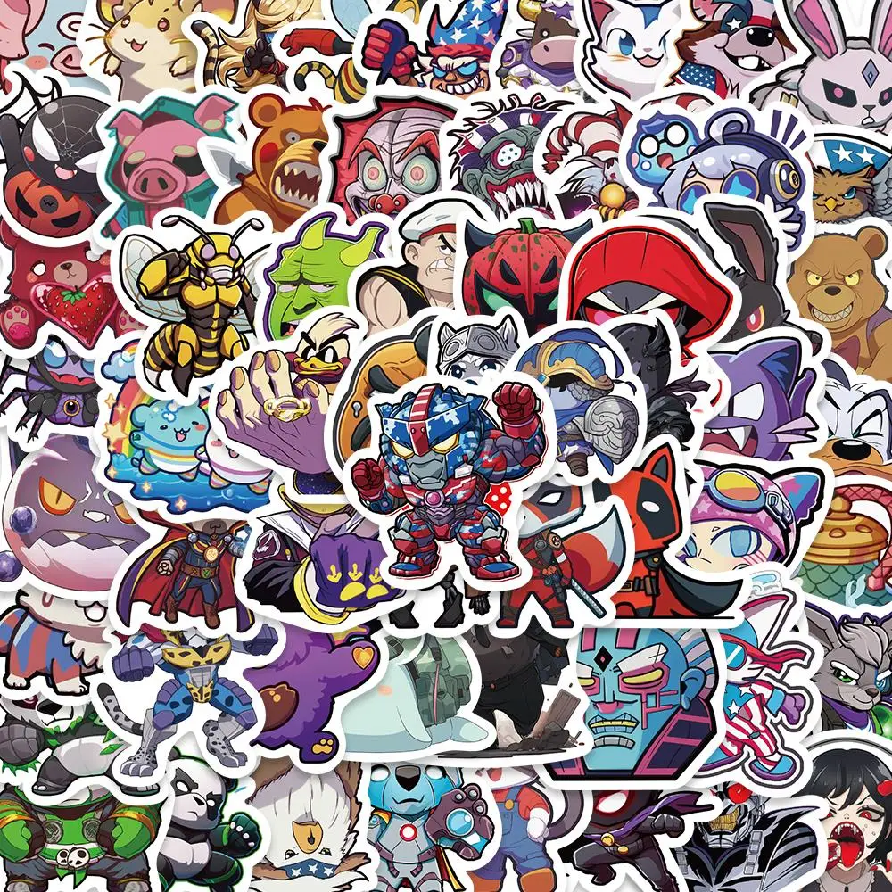 60PCS American '90s Animation Stickers Vintage For DIY Notebook Guitar Scrapbooking Motorcycle Laptop Luggage Stickers Toy