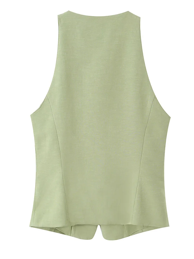 HH Women Summer Spring Retro Casual Sleeveless Vest Top Side Bow Tie Closure Slim Fit Waistcoat For Vacation Beach Party Wear