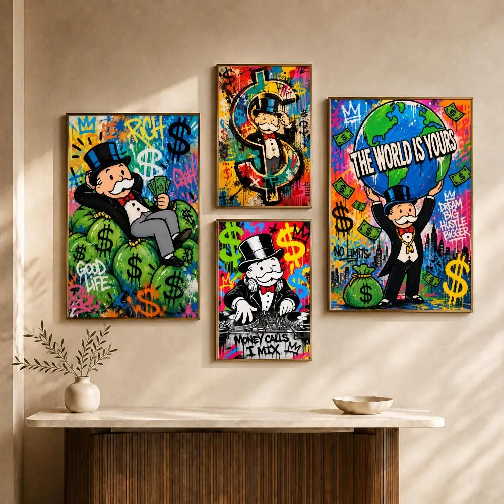 Art Alec Monopoly Pop Graffiti Poster PP Decorative Poster Water-Resistant Print Apartment Dorm Office Cafe Gift
