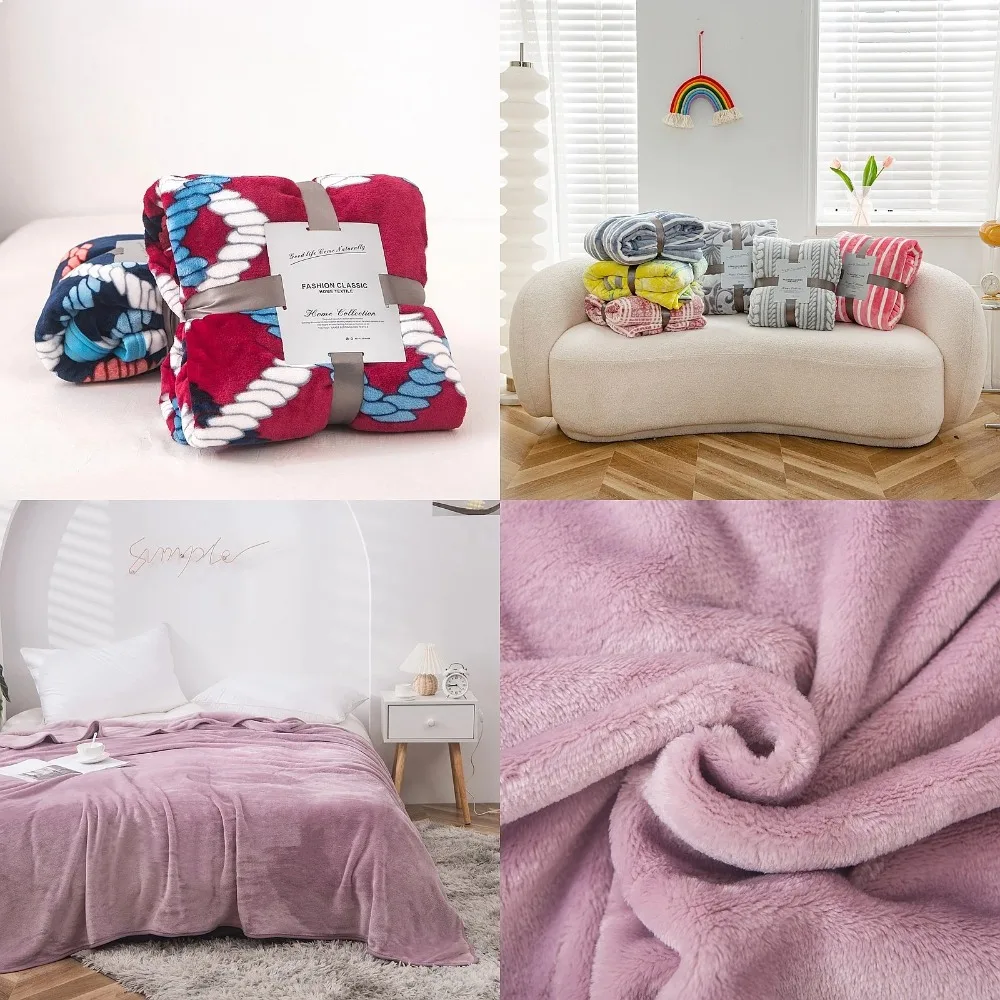 Wholesale Flannel Blanket Ultra Soft Milk Blanket for Office Nap Travel Sleeping Throw