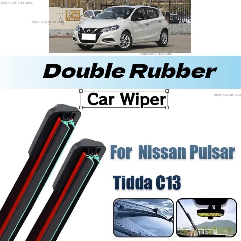 

2PCS Car Wiper for Nissan Pulsar Tidda C13 2014-2023 Front Windshield Windscreen Wiper Blade Rubber Accessories 2021 2022 2023