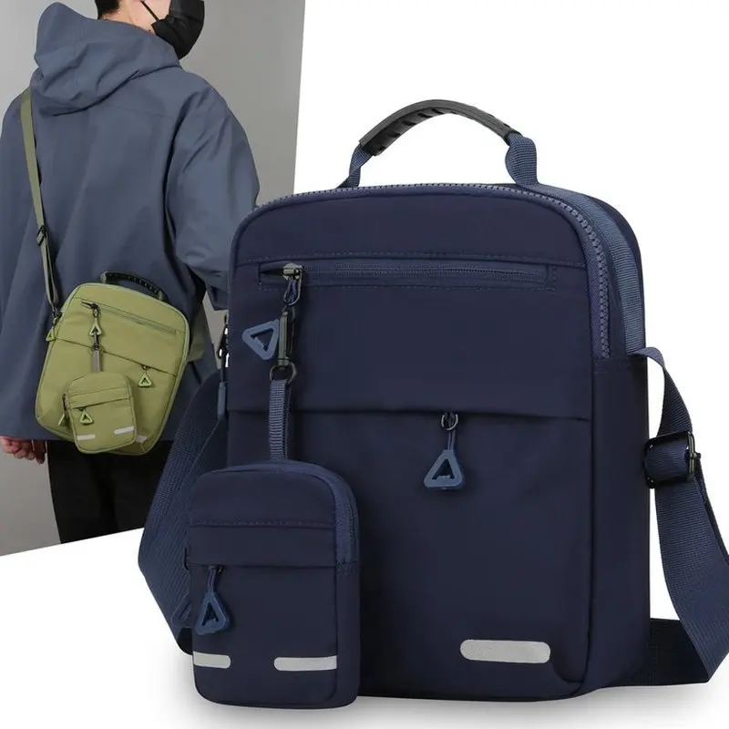 Men Women 2 In 1 Crossbody Bag With Detachable Mini Pouch Waterproof Nylon Shoulder Pack With Reflective Strips Daily Commuter
