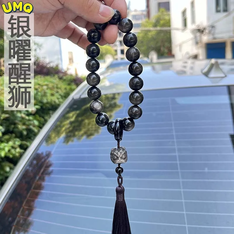 HealthSilver Obsidian Holding Xingshi Black Yaoshi Tassel Hand String She Taicui Same Buddha Bead Ring Running Twisting Rosary