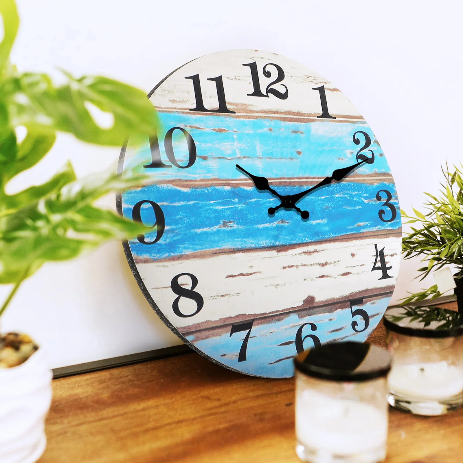 Mute Wall Clock Creative Round Hanging Clock Home Bedroom Living Room Decorative Non-Ticking Quiet Movement Easy to Read