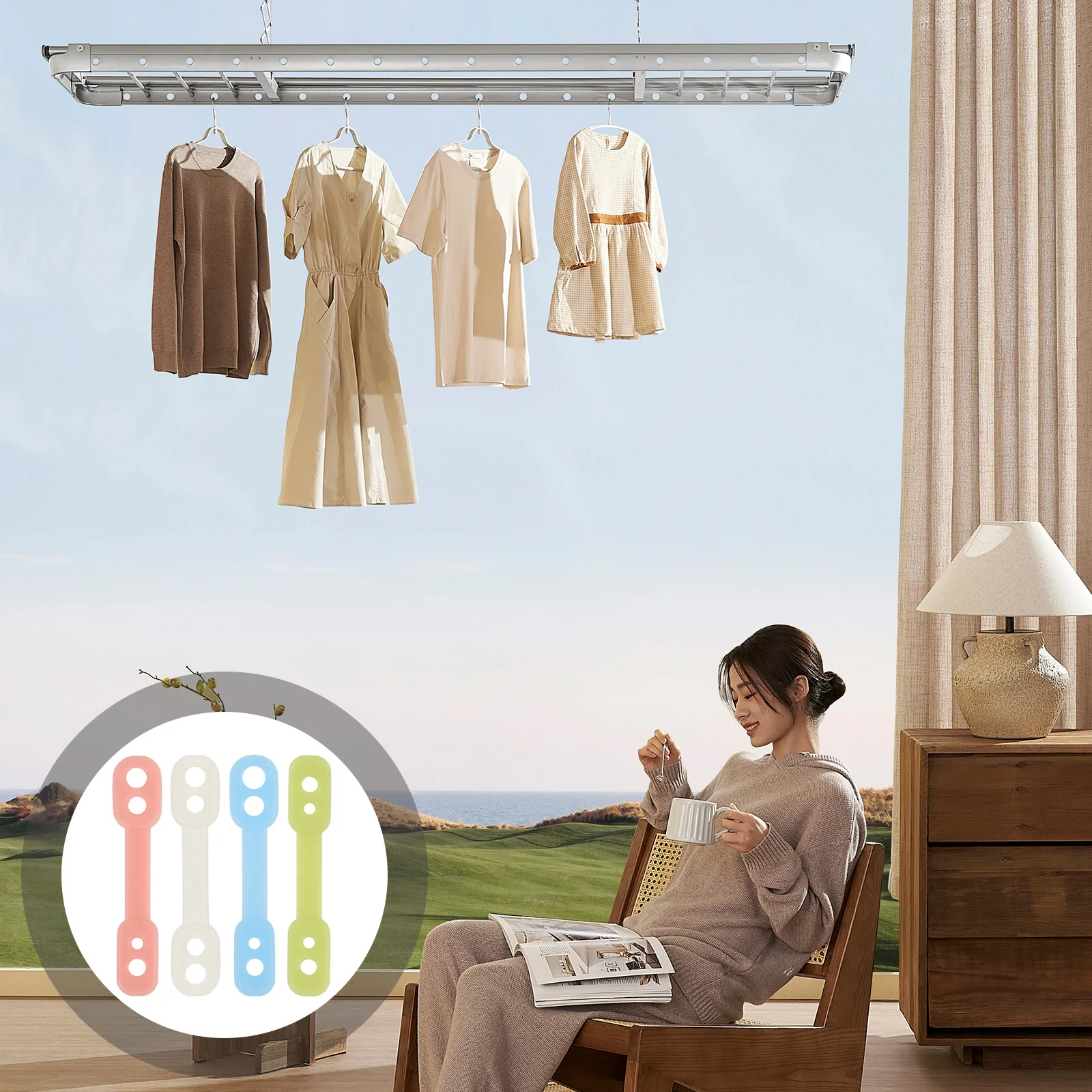 

100Pcs Windproof Hanger Buckles Silicone Non Slip Clothes Hanger Grips Fixing Clip Home Laundry Secure Hanging Windproof Buckles