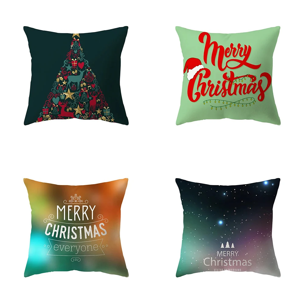 

Christmas Theme Printed Pattern Cushion Cover Home Decoration Living Room Sofa Pillow Cover Bedroom Bedside Cushion Cover