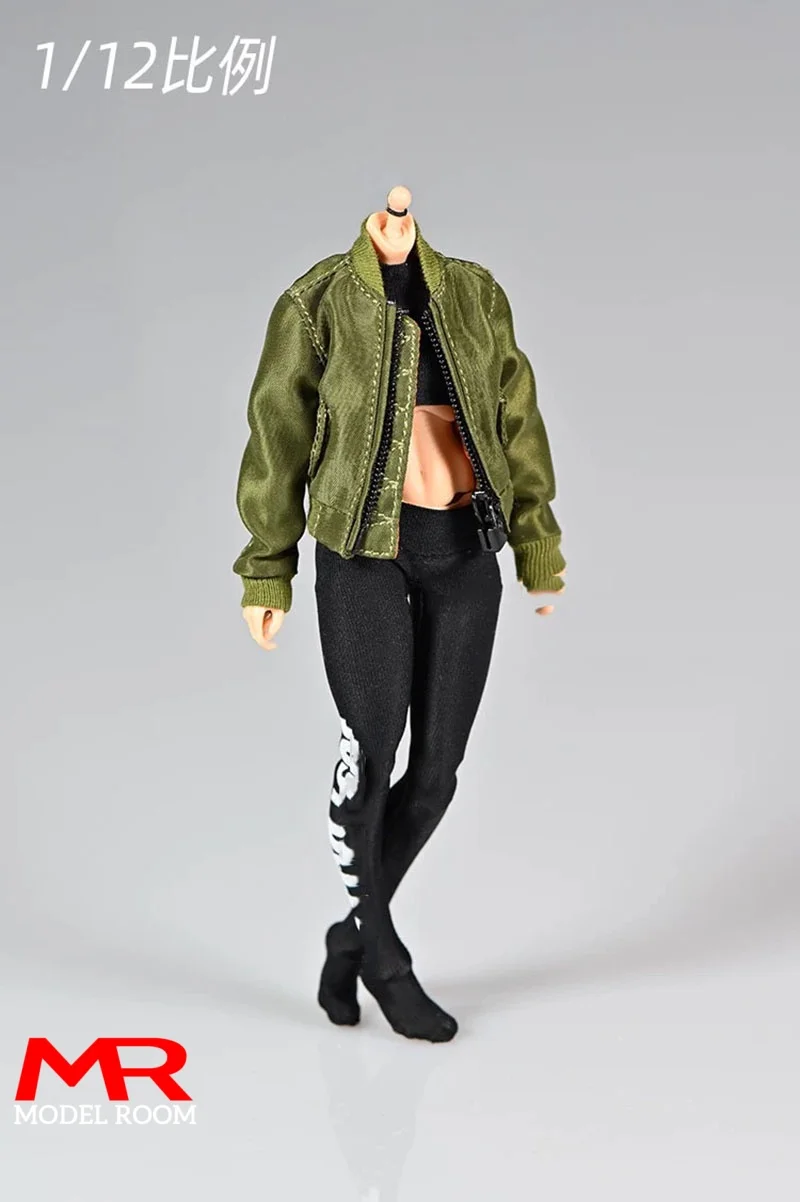 1/12 Scale Female Flight Jacket Bomber Jacket Clothes Model Fit 6 inch Romankey Soldier Action Figure Body