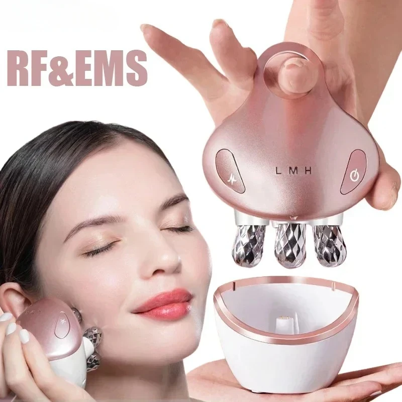 5 in 1 Facial Massager 4D Massage Head EMS Home Use Facial Device Promote Cream Absorption 5 Light Modes Face Lifting Machine