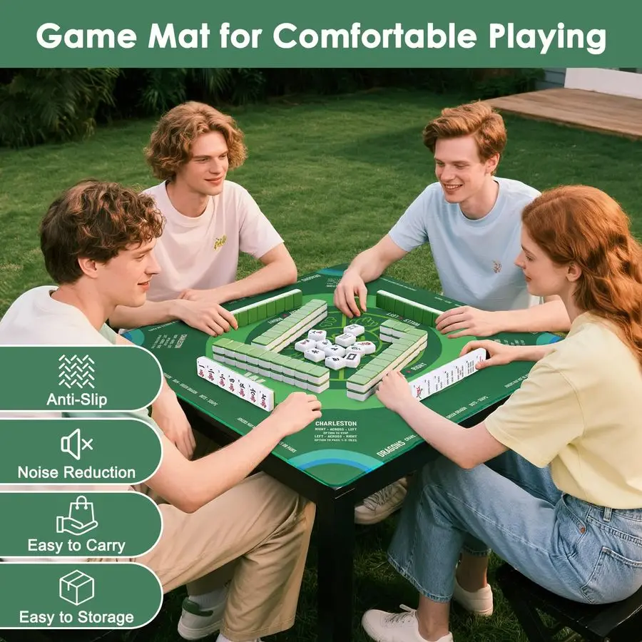 Tappetino Mahjong con borsa portatile Bespugliatore automatico di carte 2in1 e rivenditore con 360 omnidirezionale