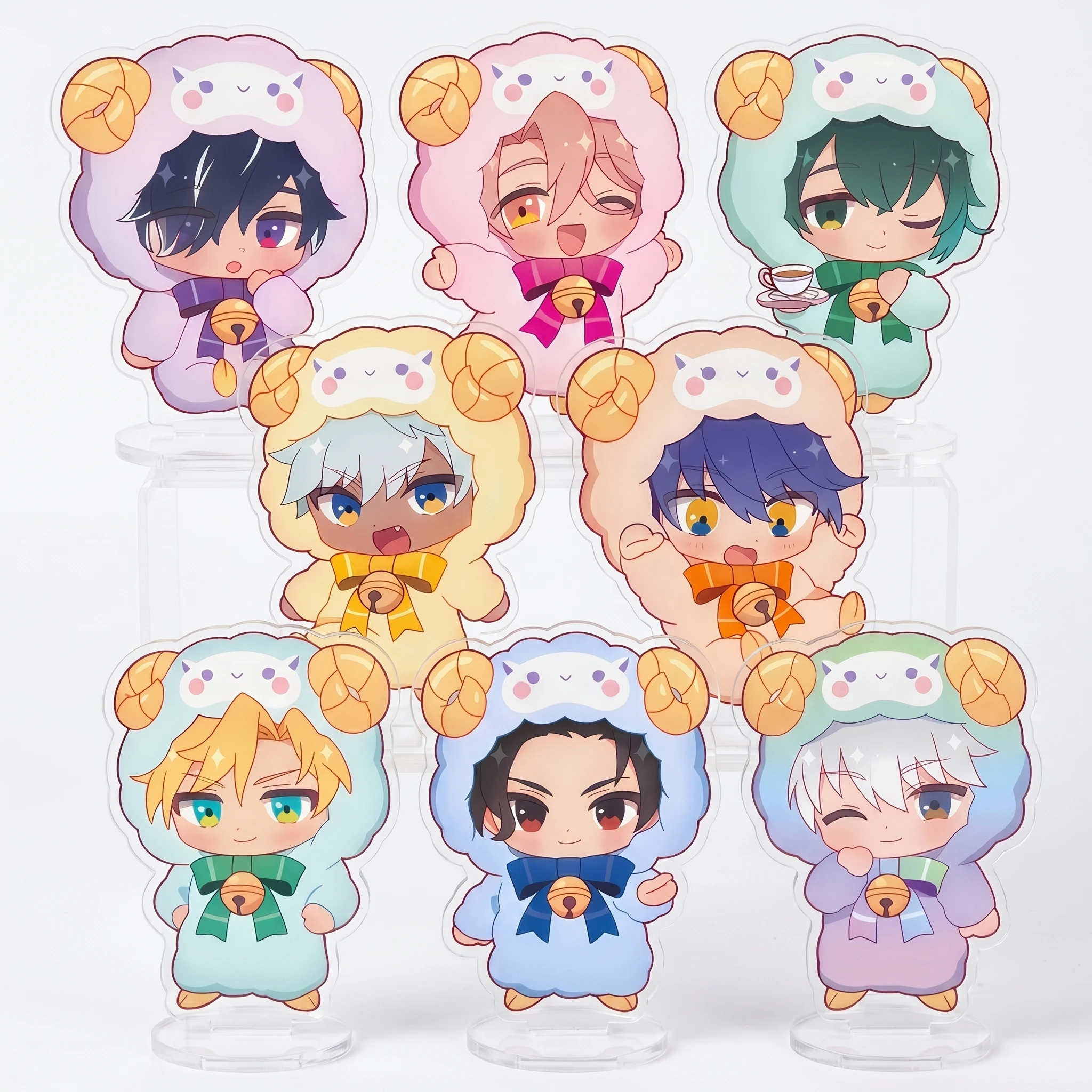 Game Anime Figure Obey Me! Acrylic Stand Lucife Mammon Leviathan HD Clear Desktop Display Collectible Fans Gift Cosplay keychain