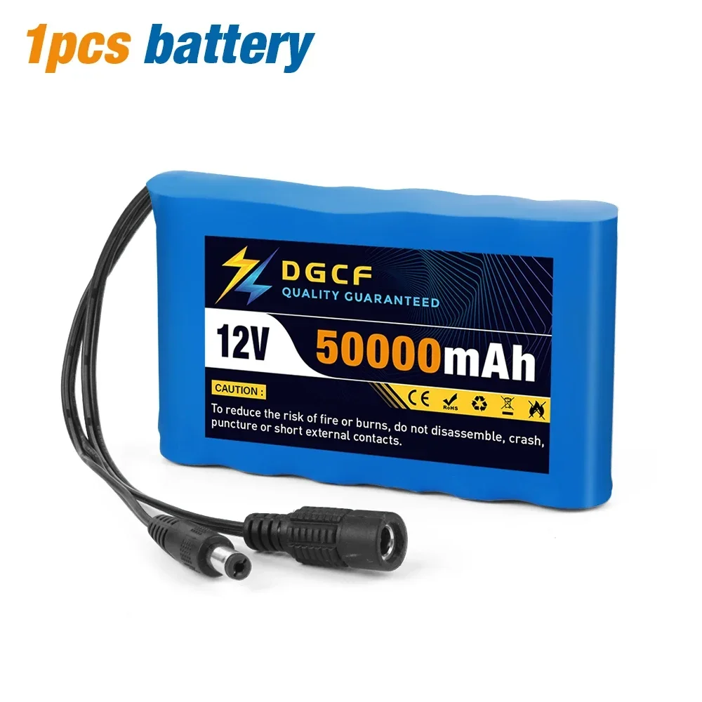 Przenośny akumulator litowo-jonowy 18650 12 V 50000 mAh, odpowiedni do monitora kamery CCTV