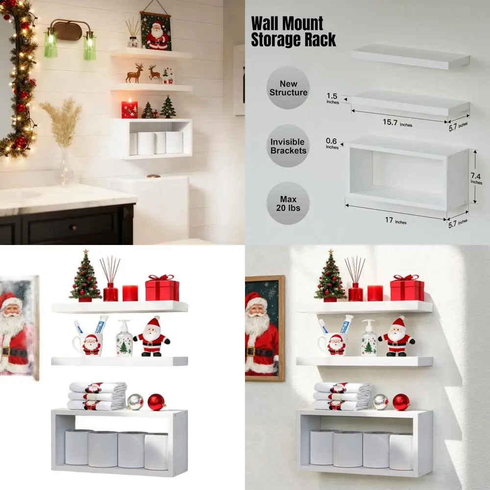 

Modern 3-Piece Wall Shelves Set for Home Decor, Ideal for Bathroom, Bedroom, Living Room, and Kitchen