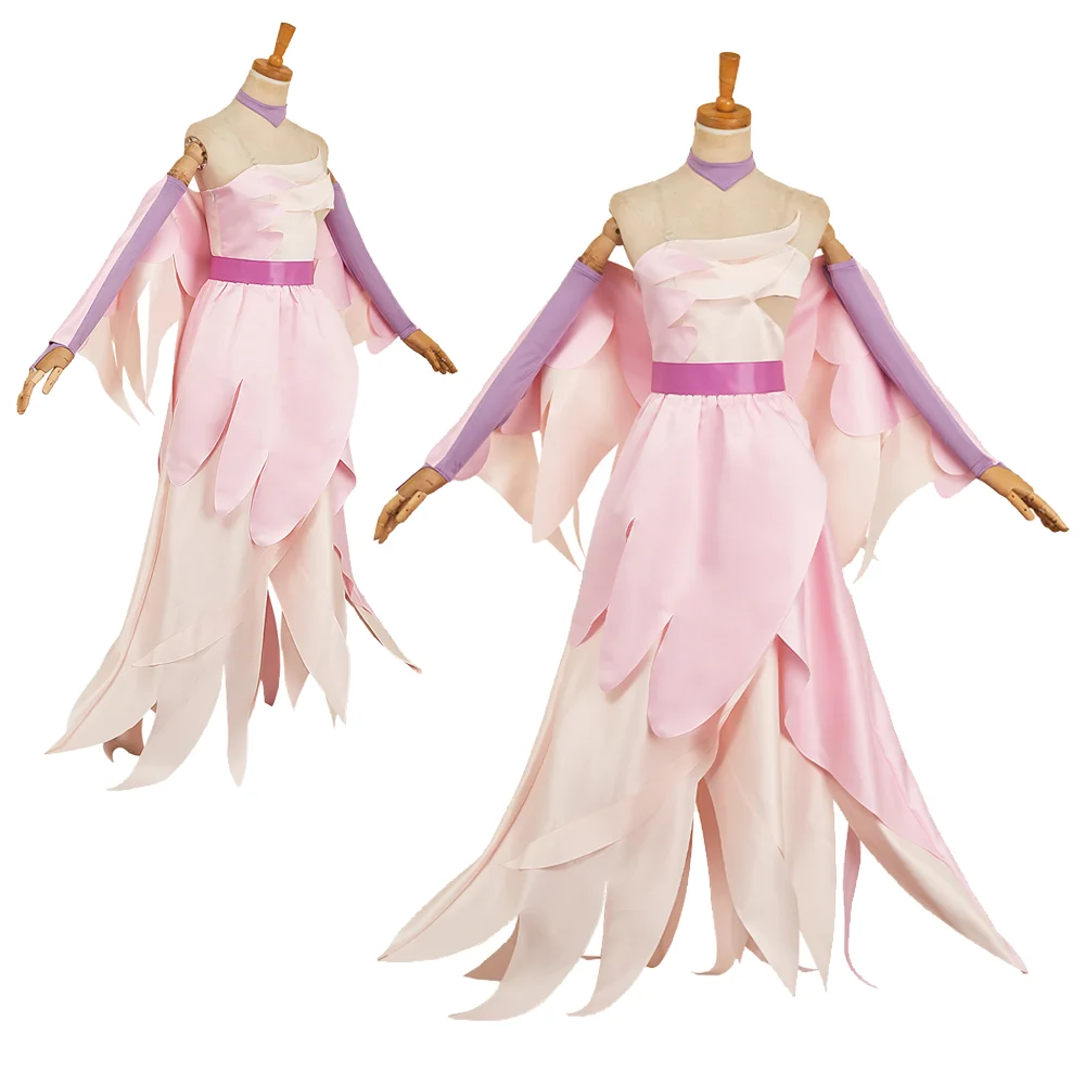 

Velvette Cosplay Hazzbin Hotel Costume Women Fantasy Pink Dress Elegant Gown Outfit Halloween Carnival Roleplay Party Disguise