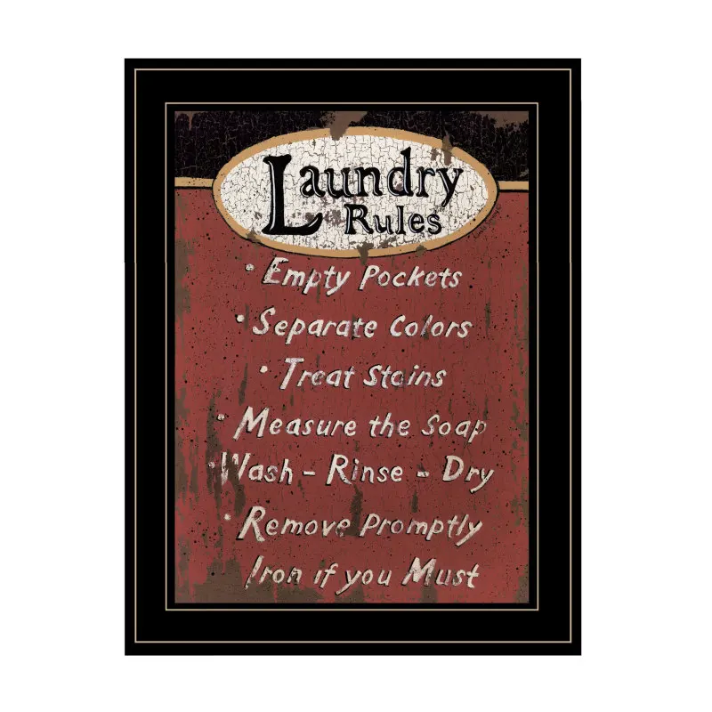 

Laundry Rules by Linda Spivey, Ready to Hang Framed Print, Black Frame