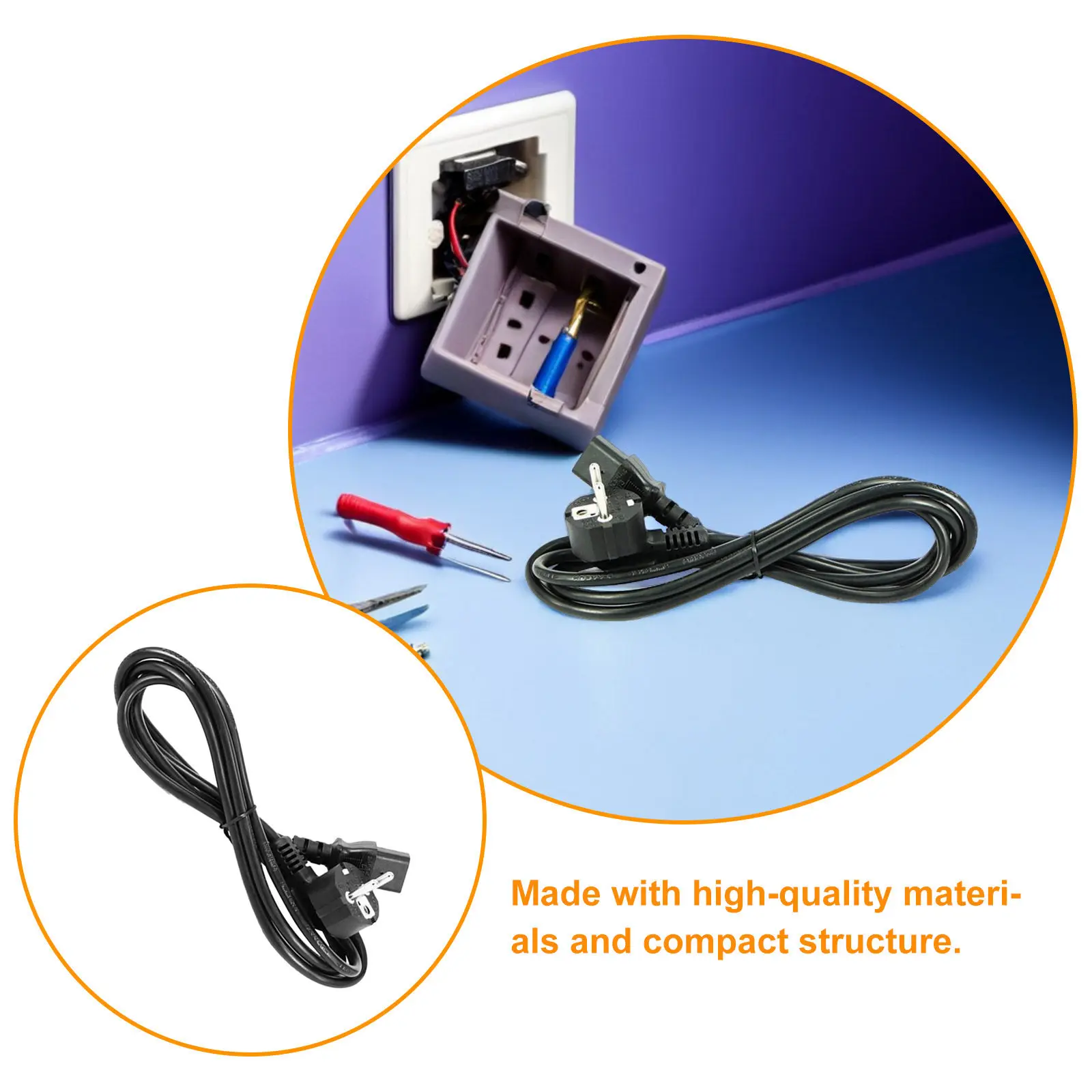 Power Prong 1 Meter Replacement Cable for Rice Cooker TV Monitor Electrical Appliance Flexible Heat Resistant