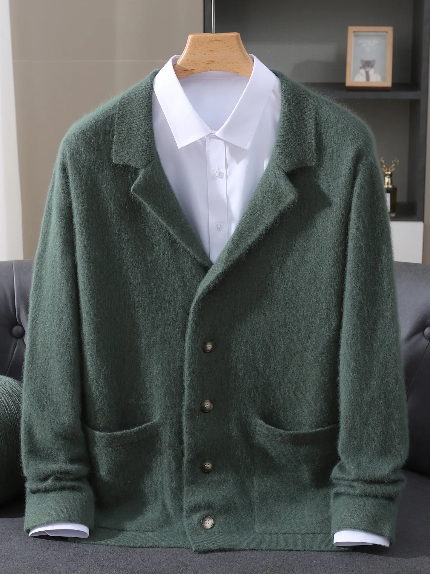 

100% Pure Mink Thickened Cardigan Knitted Youth Loose Trend Warm Jacket Sweater Top