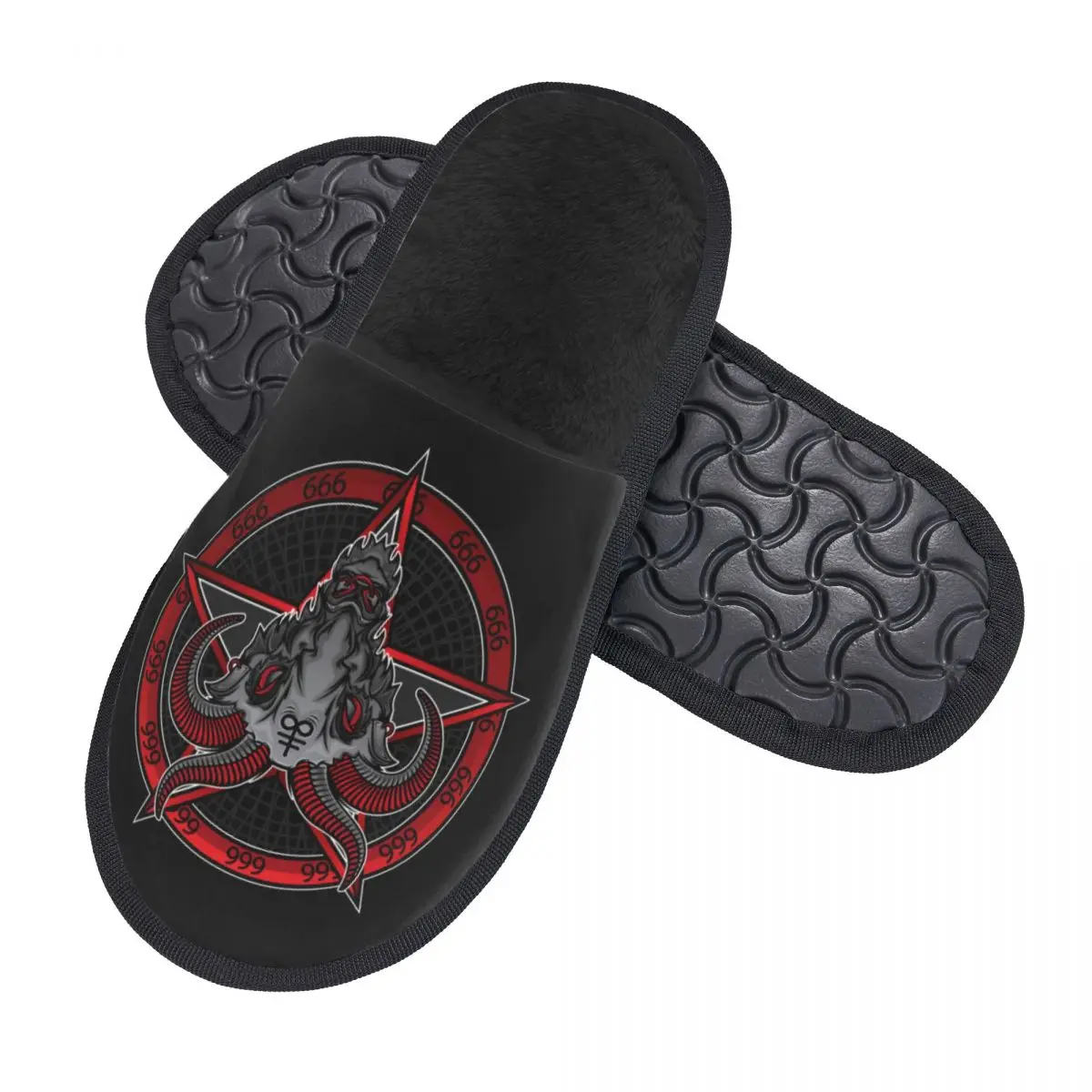 Devil Goat Satan Baphomet 666 House Slippers Soft Memory Foam Shoes Pentagram Occult Magic Cozy Warm Anti-skid Sole Slipper