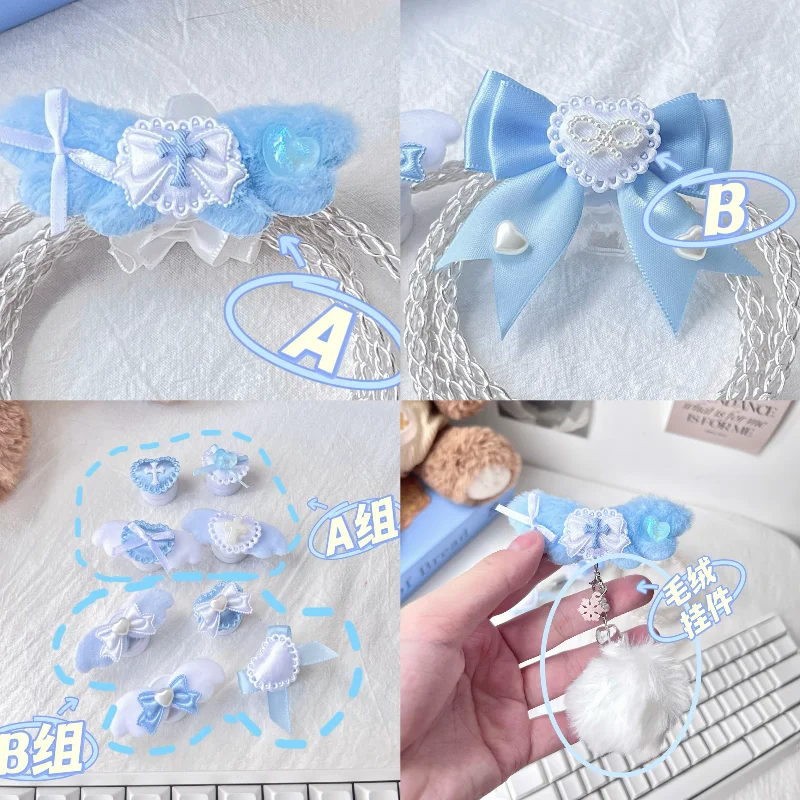 Blue Kawaii Heart Decor 8k Rgb Aviator Cable Luminous Handmade Type-c Cable Custom Mechanical Keyboard Cable Desk Setup Gift