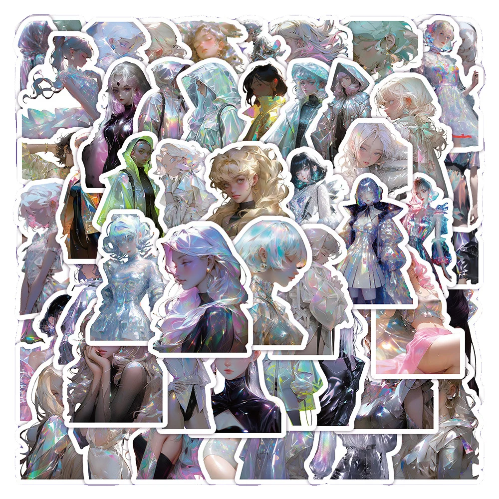 

10/30/50pcs Kawaii Girls Cartoon Stickers Vsco Holographic Laser Sticker Skateboard Motorcycle Notebook Art Graffiti Decal