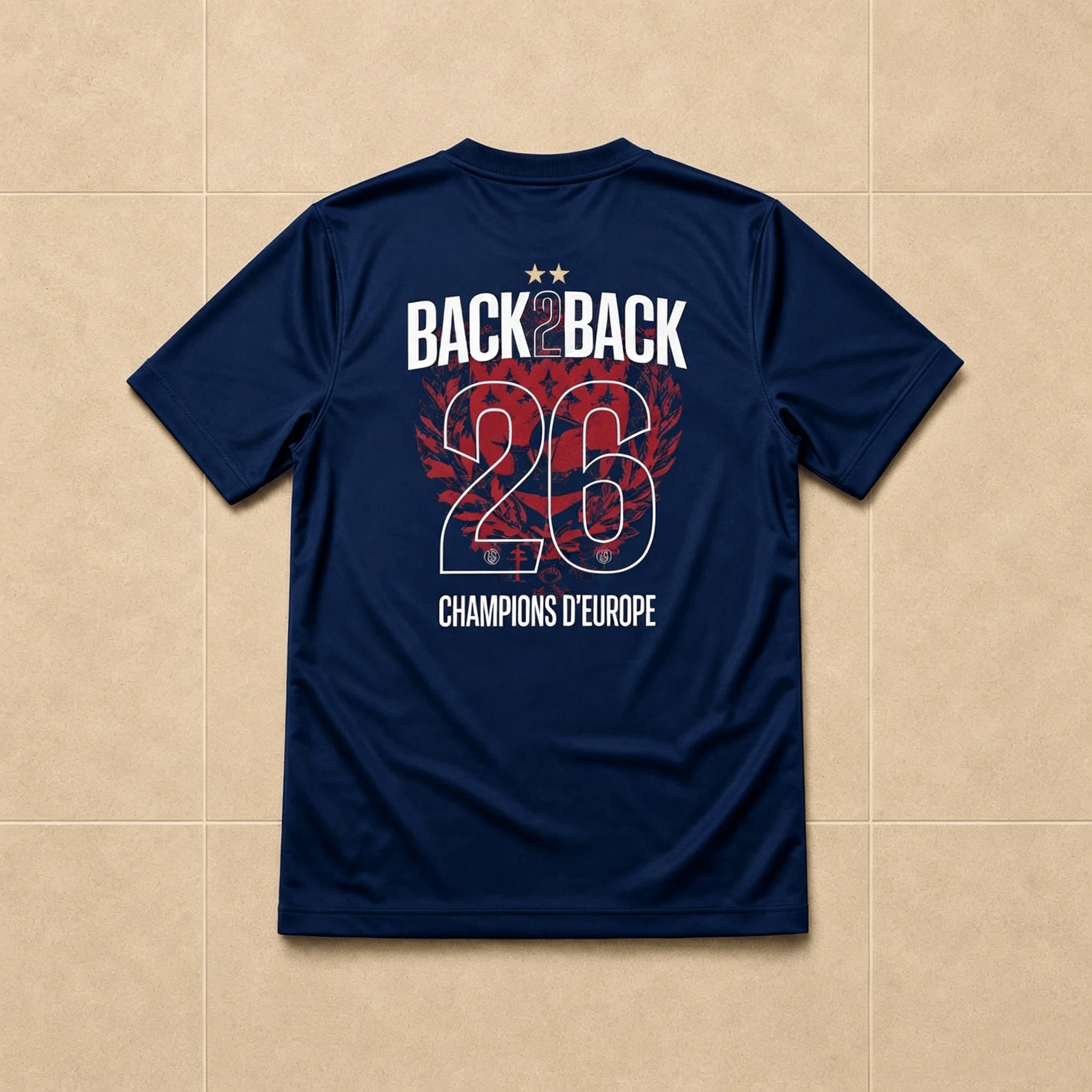 Camiseta PSG 2 Estrelas 2025-2026, T-shirt de Futebol Vencedores de Paris, Camiseta de Algodão Respirável para Homens e Mulheres, Verão 2026