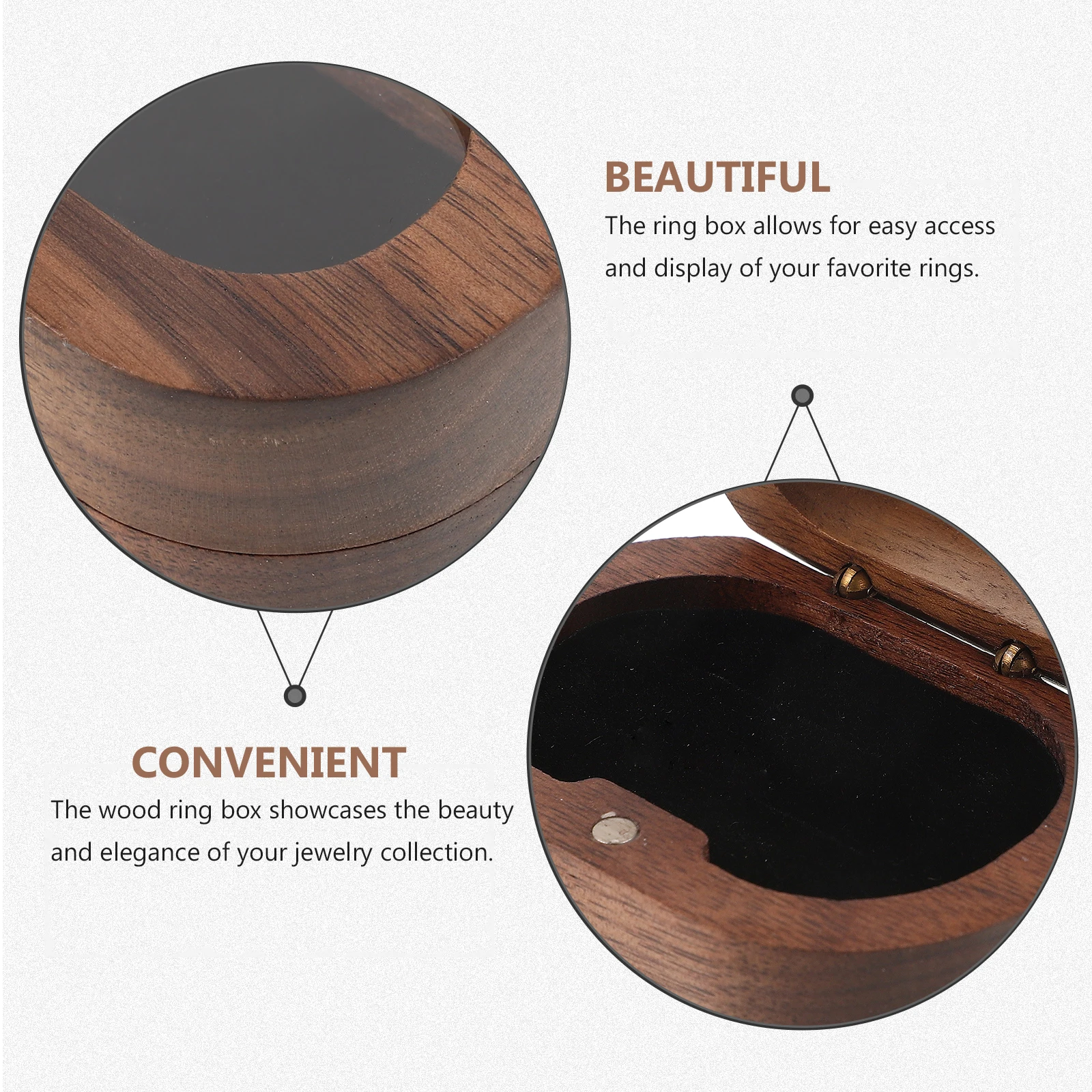 

Wood Walnut for Proposal Dual Slots Two Slot Ring Box Black Storage Organizer Wedding Ring Bearer Box Ceremony Gift