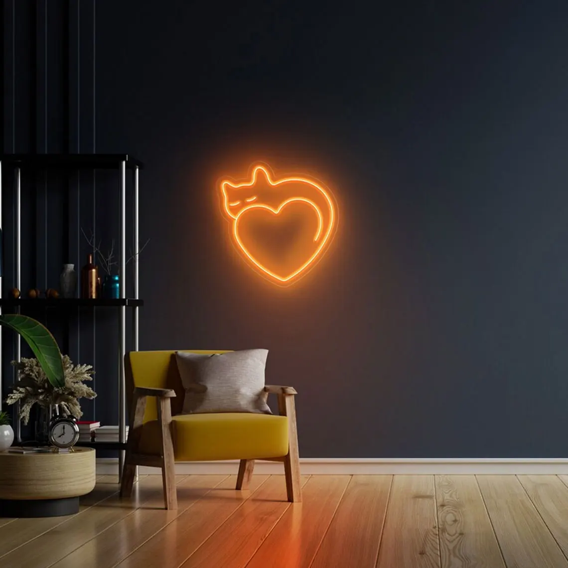 Anime Cat Neon Sign Heart LED Lightd Cute Cat Animal Wall Decor Bedroom Night Lamp for Kids Baby Birthday Gift Wedding Sign