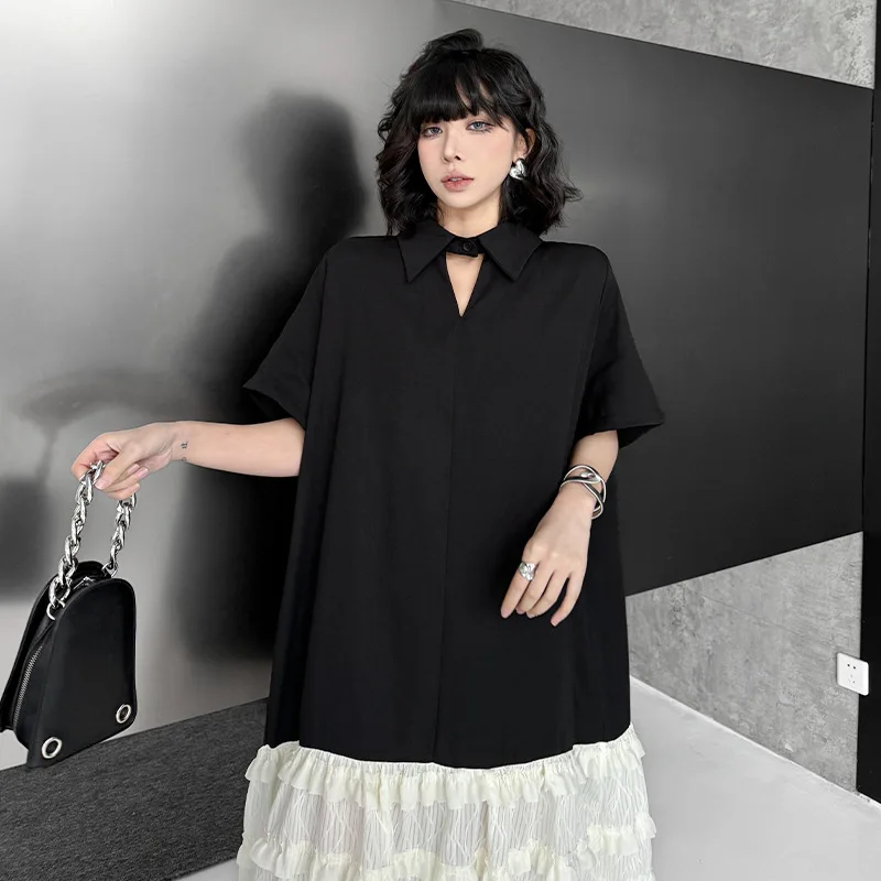 Tannt femmes robe mode Patchwork irrégulière t-shirt robes asymétrie décontracté longue couleur correspondant t-shirt robes pour les femmes 2025