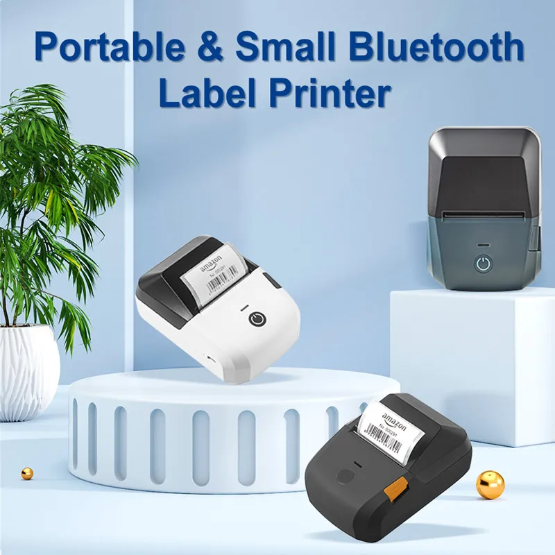 Printer Label Termal Bluetooth Nirkabel Portabel 2 Inci Tanpa Tinta 20-50Mm Pembuat Label Perekat Kode Batang Produk Labeler