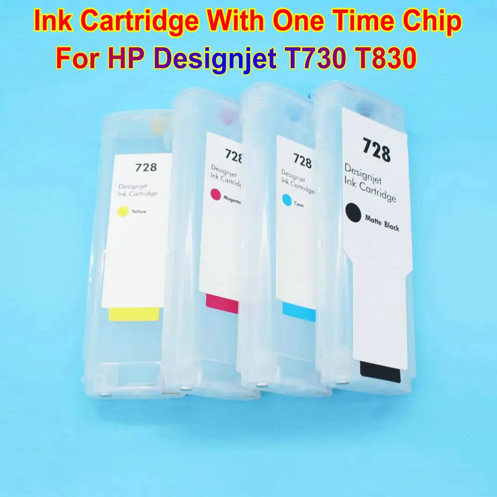 For HP T730 Rechargeable Plotter Cartridge T830 Printer Ink Cartridge HP728 Cartridges With Chip For HP Designjet Plotter 300ML