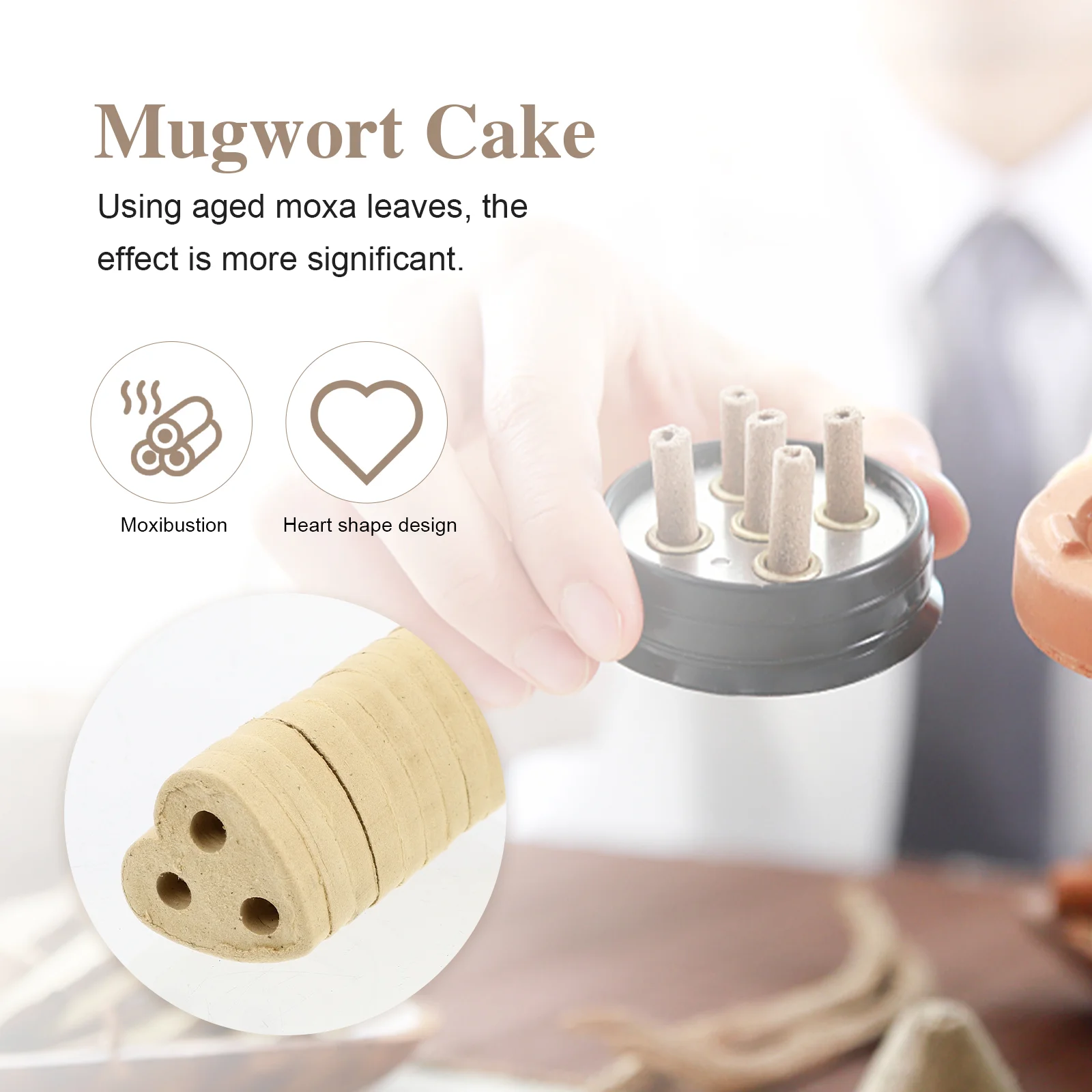 10 Pcs Cake Love Shaped Moxa Cakes Mugwort Blocks Chinese Wormwood Heating Therapy Tool