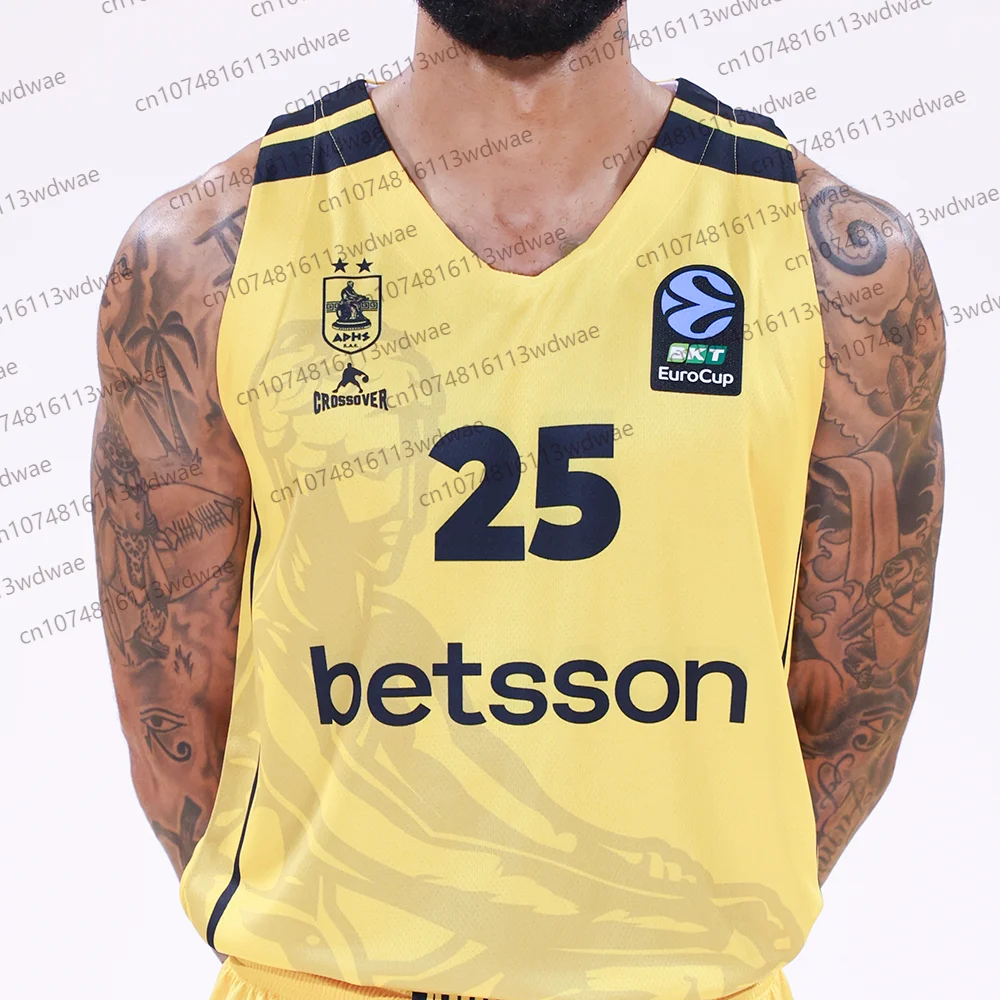 اليونانية كرة السلة جيرسي سريعة الجافة قميص رياضي كيت AEK BC كرة السلة جيرسي Akil ميتشل ذاكرة الهاس ΣсыВВН 23 كرة السلة جيرسي