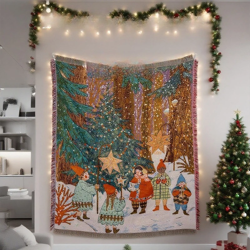 Christmas Throw Blanket - 2026 New Christmas Tapestry Wall Hanging,