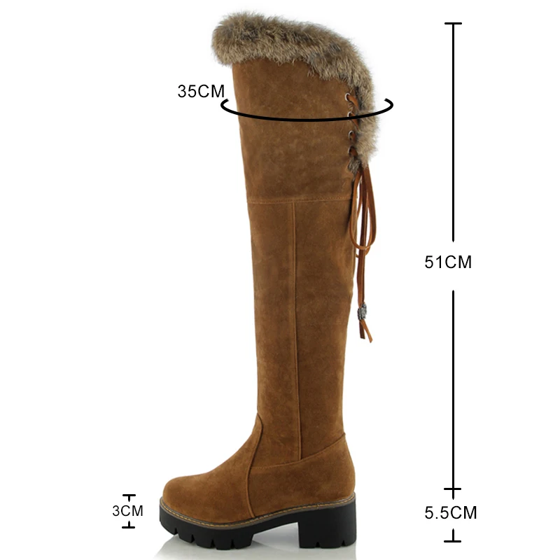 High Snow Boots Woman Shoes Waterproof Over The Knee Boots Female Fashion Fur Warm Plush Winter Long Boot Ladies high Boots 43