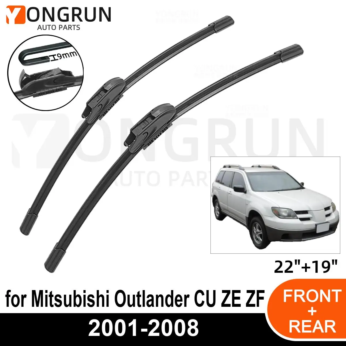 

Car Front Windshield Wipers For Mitsubishi Outlander CU ZE ZF 2001-2008 Wiper Blade Rubber 22"+19" Car Windshield Windscreen