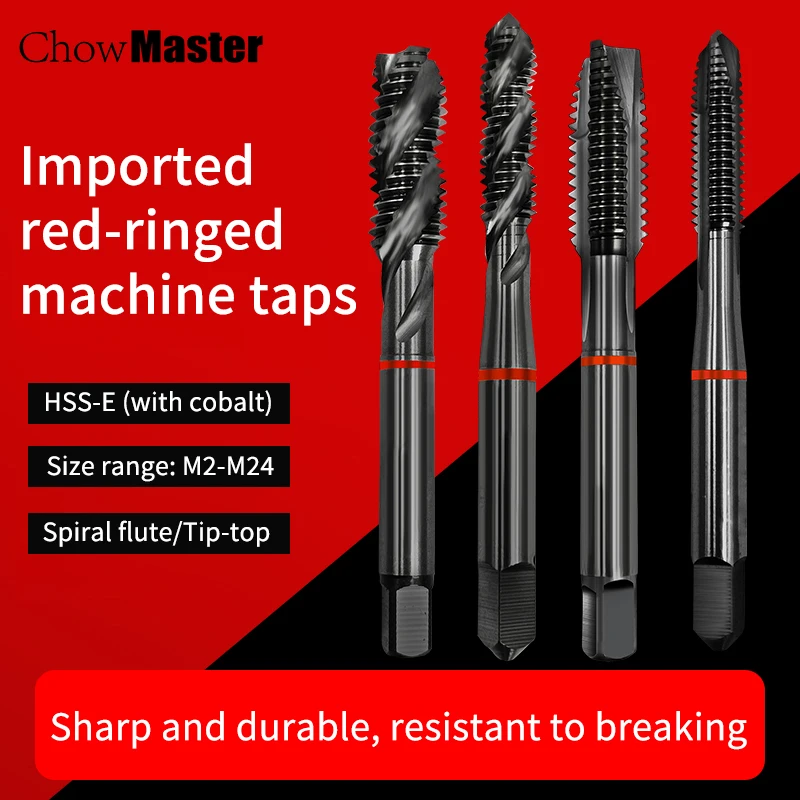 Chowmaster HSS-CO Red Ring JIS Standard Tip Spiral Fluted Tap M2 M3 M4 M5 M6 M7 M8 M9 M10 M11 M12 Machine Screw Thread Taps