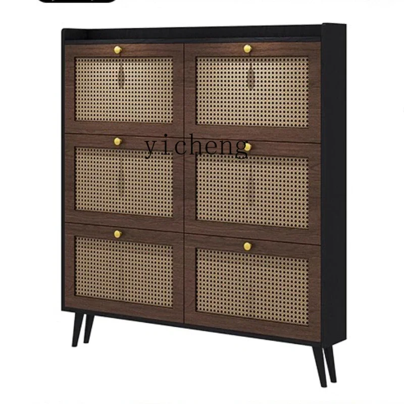 

TQH ultra-thin shoe cabinet is extremely narrow at the door, and the antique style in the tipping bucket cabinet