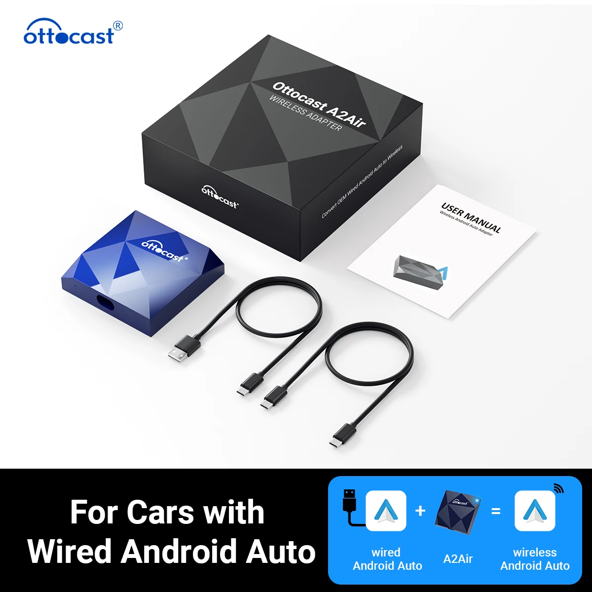 Ottocast A2Air Wireless Android Auto Adapter NFC Touch Auto