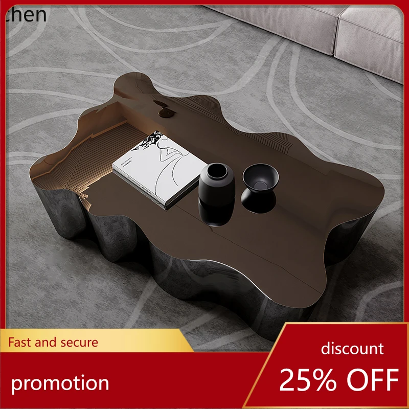 YFY  Special-Shaped Tea Table Combination Home Small Apartment Creative Art Black Titanium Metal