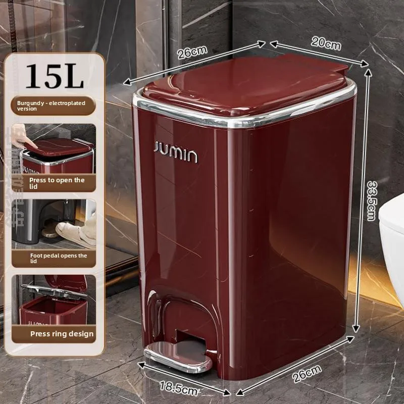 

Large Capaci Foot Pedal Tra Can with Lid for Classroom Batoom Home Use Flip Cover Dormi Moving Waste Bin Garbage Can