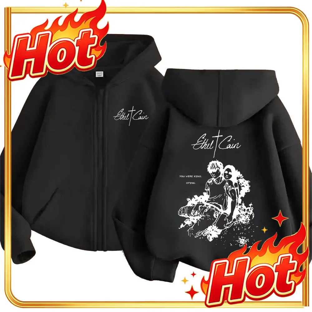 Sudadera con capucha y cremallera con diseño gráfico de Ethel Cain, estilo pop clásico, para hombre y mujer, chaqueta retro gótica de corte amplio, sudadera casual de forro polar con cremallera.
